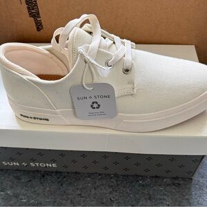Sun + Stone Off-White Canvas Casual Sneakers